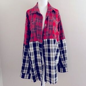 La Miel two tone plaid button down flannel